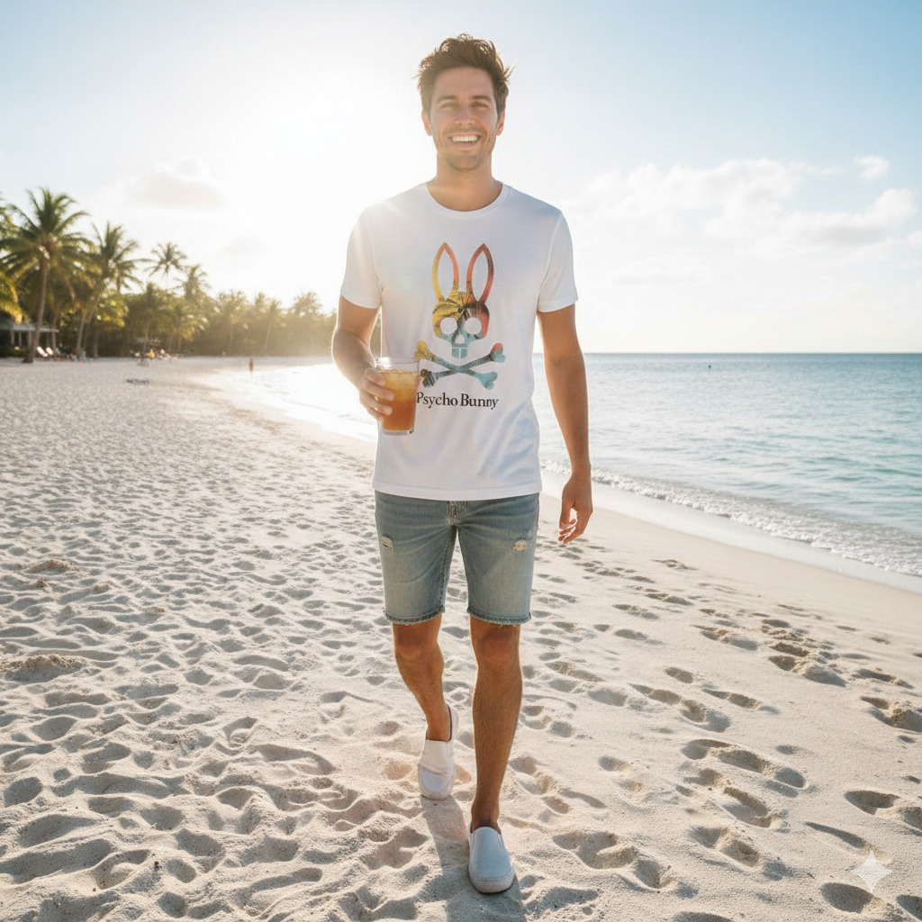 Playera Psycho Bunny Logotipo Tropical - Estilo Atrevido con un Toque Veraniego