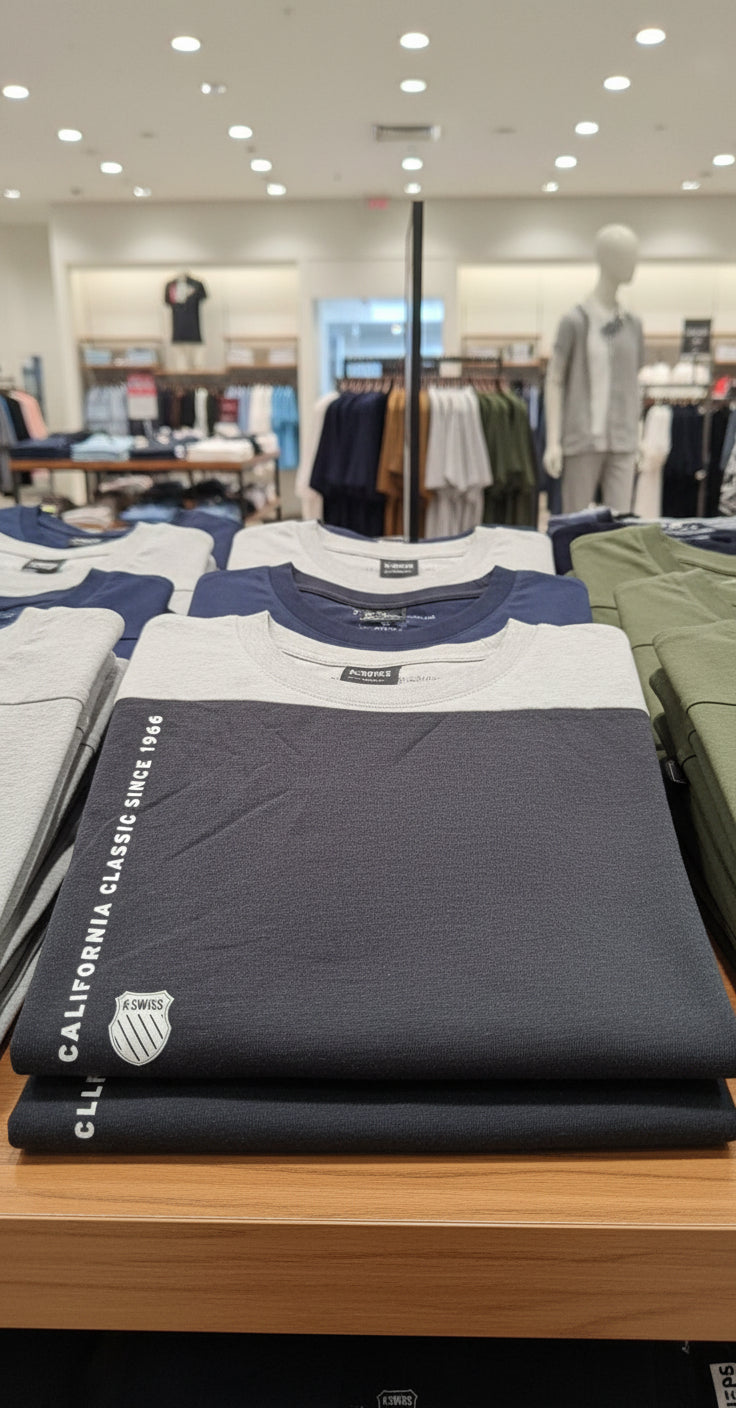 Playera K-Swiss Bicolor Gris y Negra - Estilo Urbano Moderno