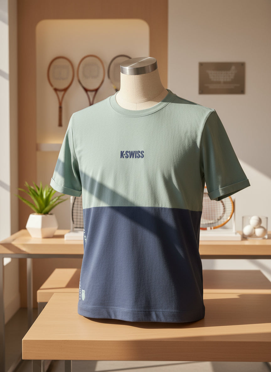 Playera K-Swiss Bicolor Menta y Azul - Frescura y Estilo Urbano